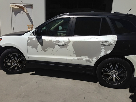 Satin black vehicle wraps Orange County