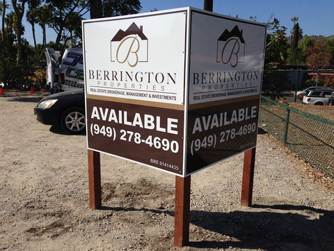 V-shape Post and panel commercial real estate signs Orange County