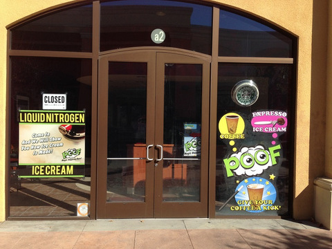 Window graphics for mall stores in Buena Park, Orange and Brea CA