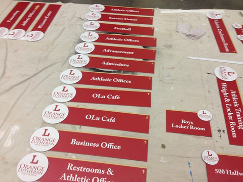 Interior wayfinding signs for schools in Orange County
