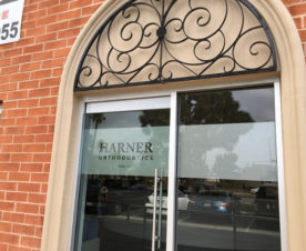 Etched vinyl window graphics for dental offices in Orange County CA