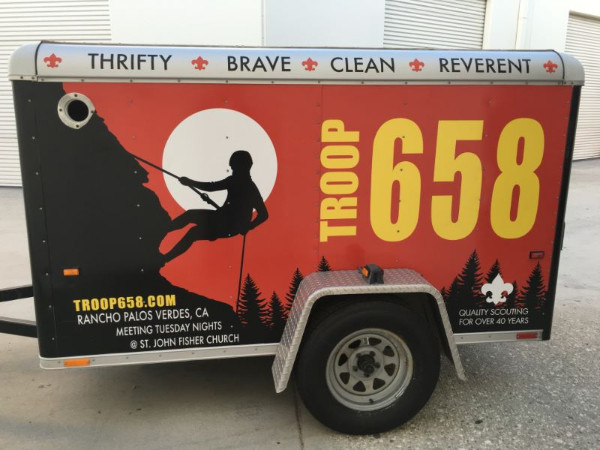 Utility trailer graphics for scout troops in Orange County CA