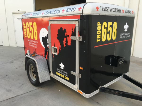 Utility trailer wraps for boy scout troops in Orange County CA