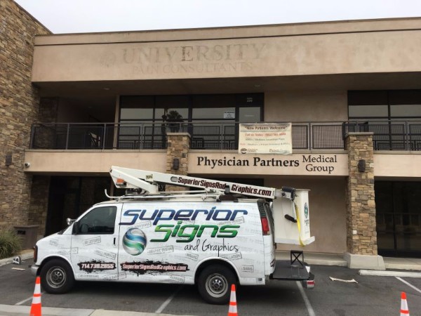 Exterior building sign removal in Orange County CA