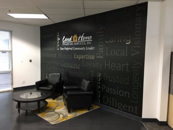 Lobby wall murals for mortgage companies in Santa Ana CA