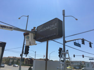 Install new pylon sign facings in Anaheim CA