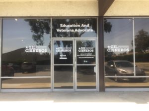 Vinyl Window Lettering for Election Headquarters in Brea CA