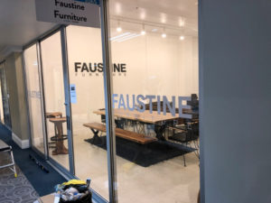 Showroom window and wall lettering Los Angeles CA