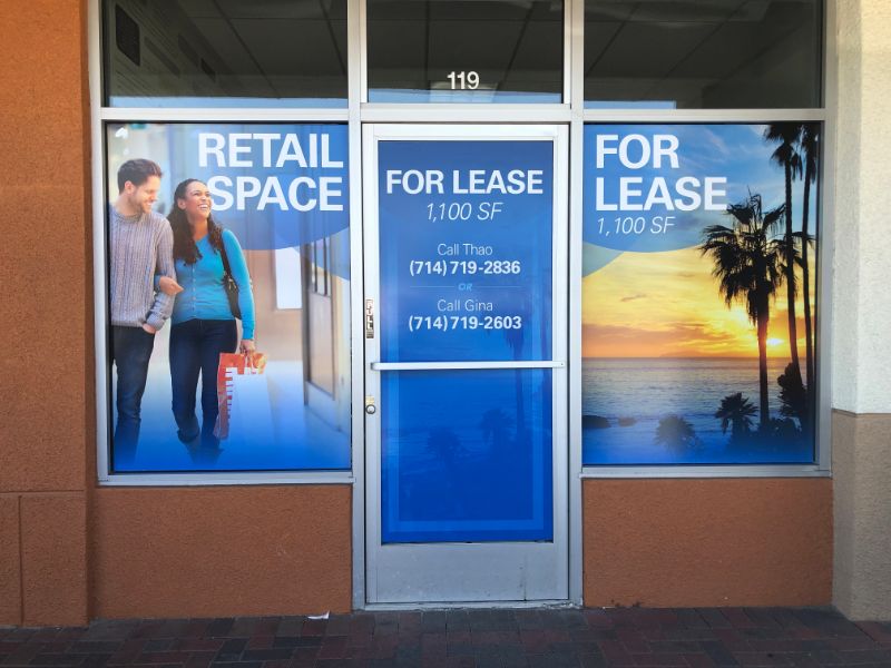 Window graphics for commercial properties Garden Grove CA