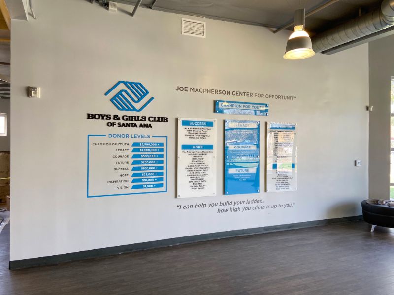 Acrylic Wall Panels with Graphics for Donor Walls