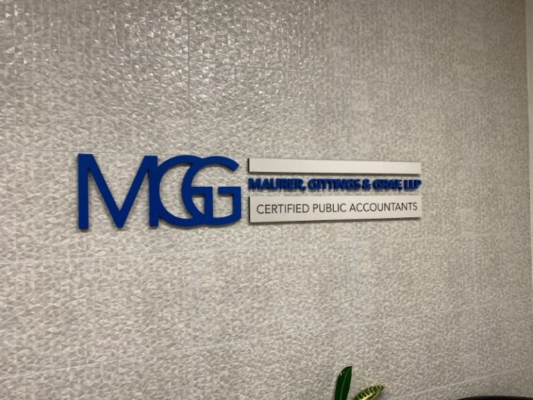 Brushed Metal Lobby Logo Sign in Orange CA