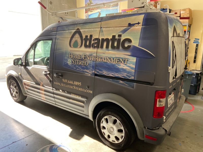 old cracked van graphics before removal