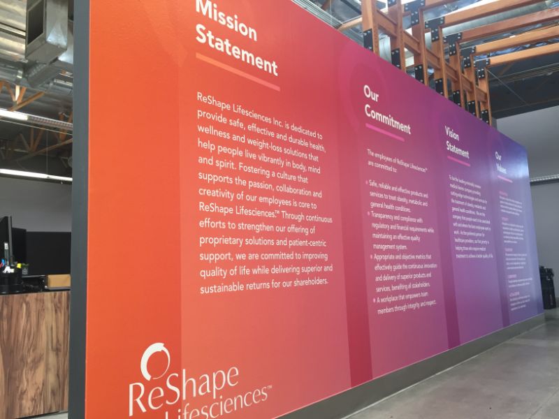 Mission Vision and Corporate Value Wall Graphics in Orange County CA