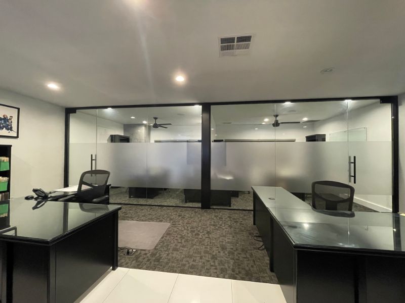frosted and etched glass graphics for office privacy in los angeles, ca