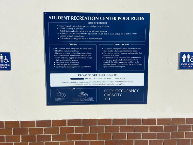pool area signs in fullerton, ca