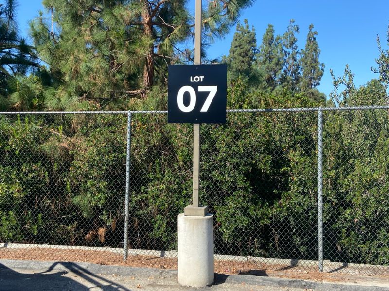 Parking lot number signs in Orange County CA