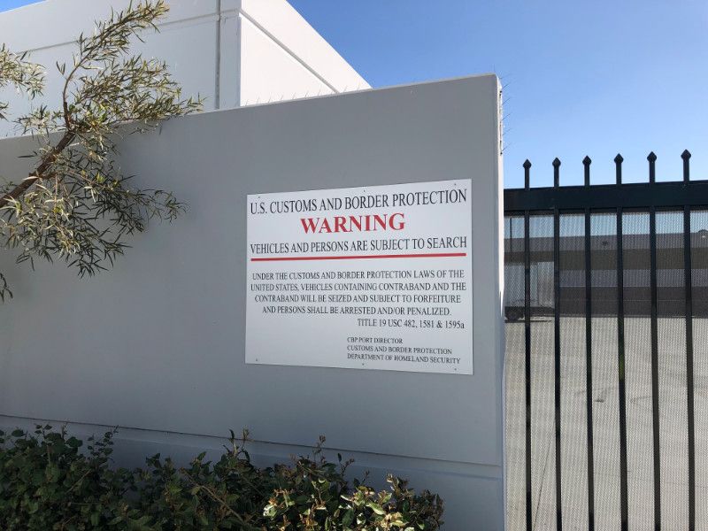 Customs Compliance Signs at Port of Los Angeles CA