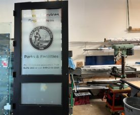 custom designed etched and frosted glass graphics in orange county, ca