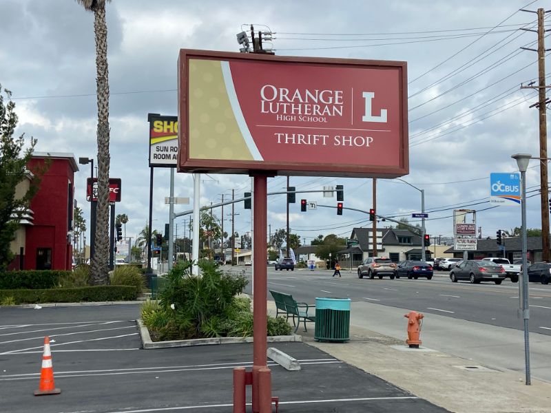 pylon sign new graphic panels in orange, ca