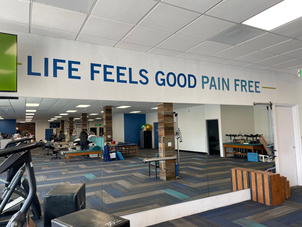vinyl wall lettering in orange, ca