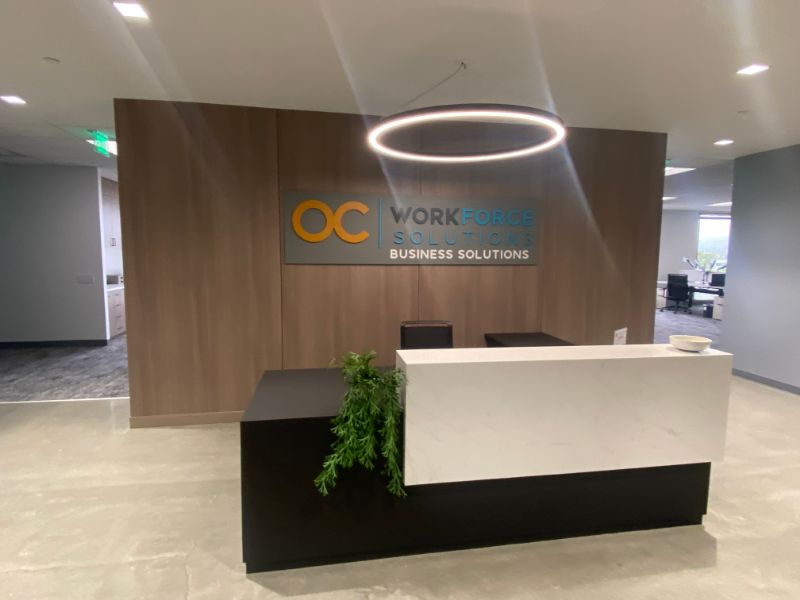 reception area 3 dimensional logo wall signs in orange county, ca