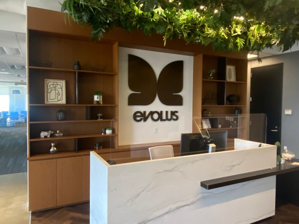 brushed metal lobby logo signs in newport beach, ca