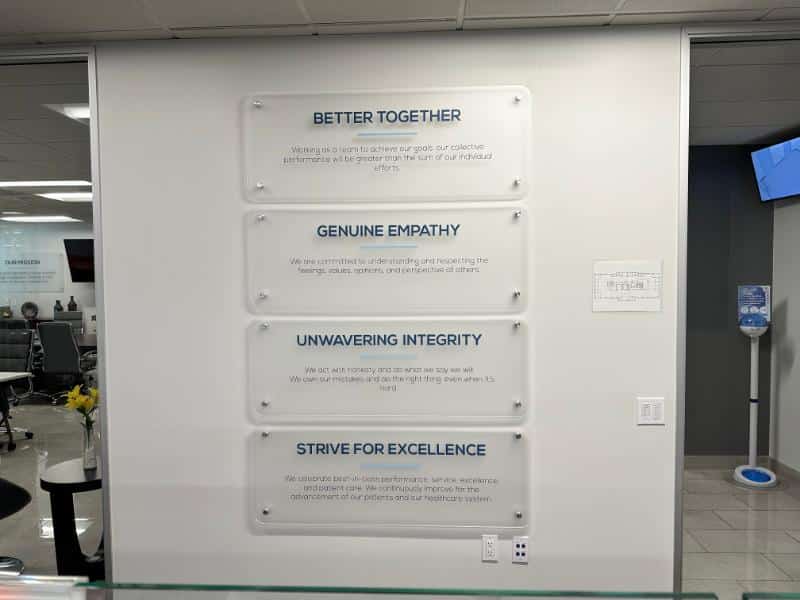 company values acrylic wall panels in cerritos, ca