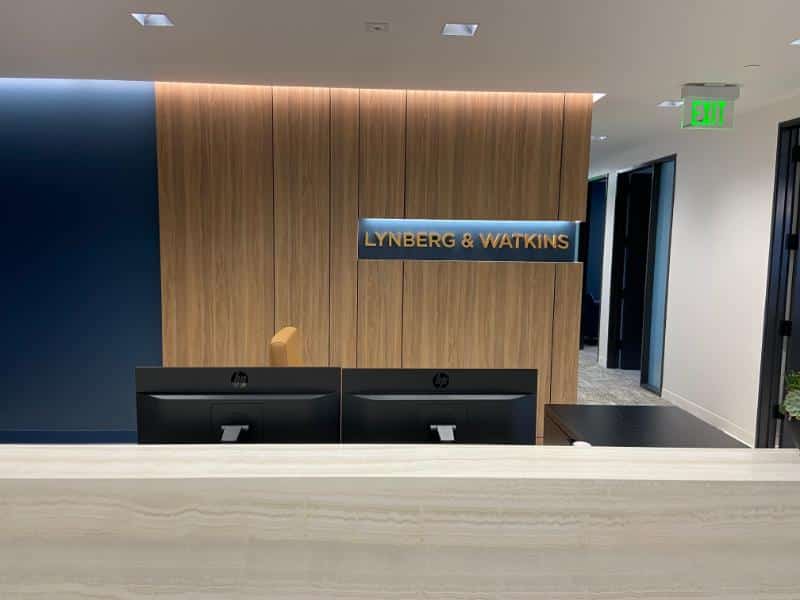 custom lobby logo signs for offices in los angeles, ca