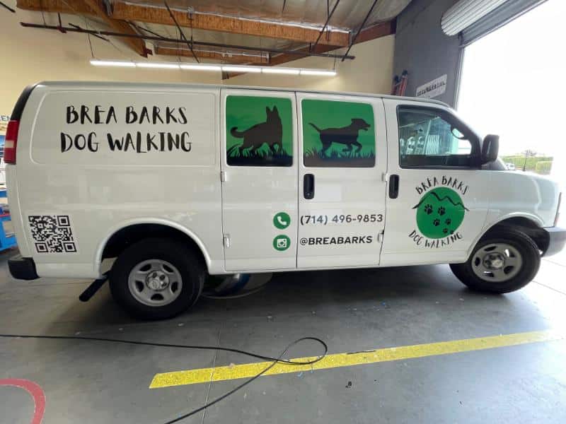 vinyl graphics, decals and lettering for cargo vans in brea, ca