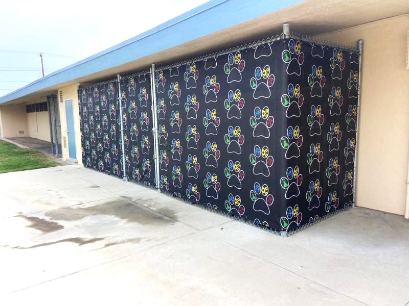 Mesh Fence Wrap for Equipment cage at elementary schools in orange county, ca
