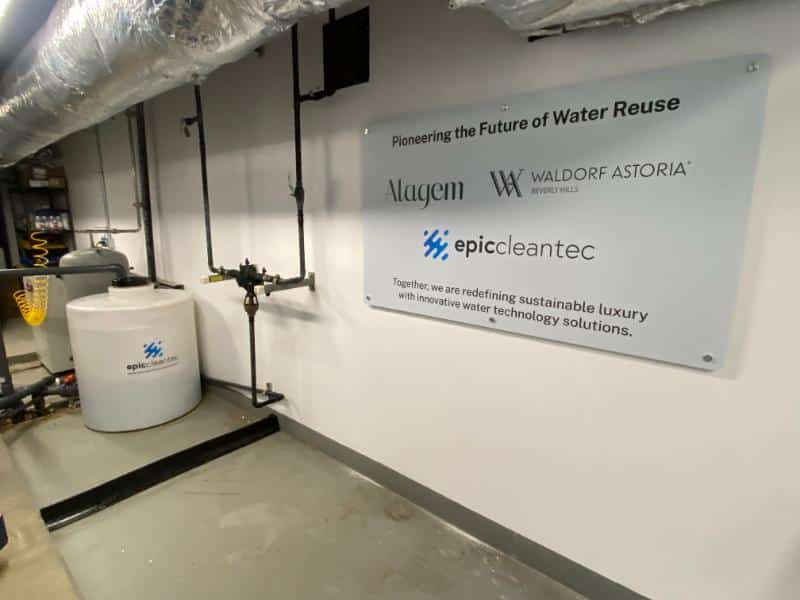Printed acrylic wall panels with brushed aluminum wall standoffs in los angeles, ca
