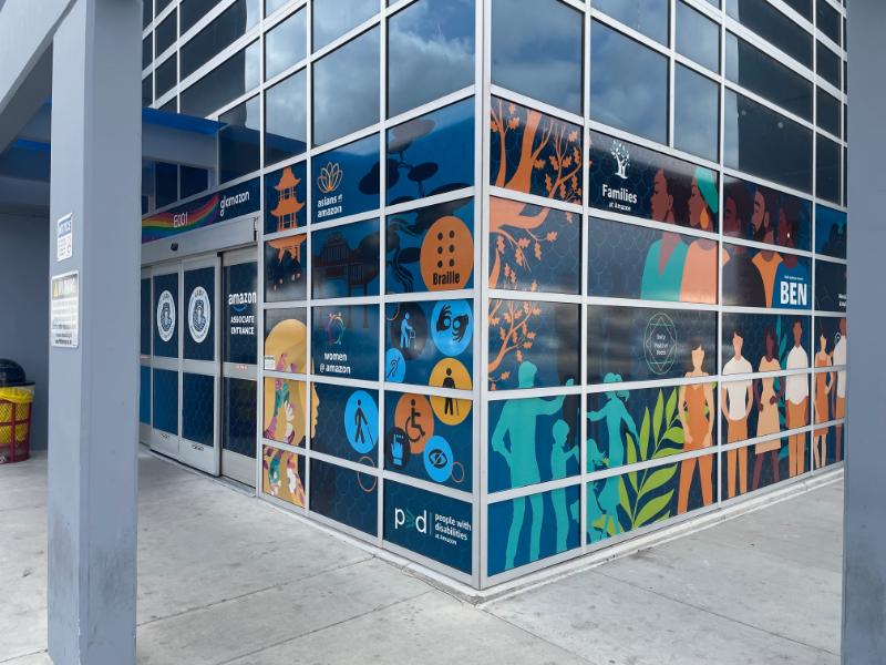 perforated window graphics for commercial buildings in rialto, ca