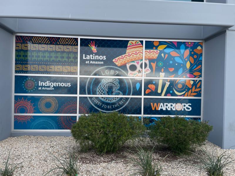 perforated window graphics for warehouses in rialto, ca