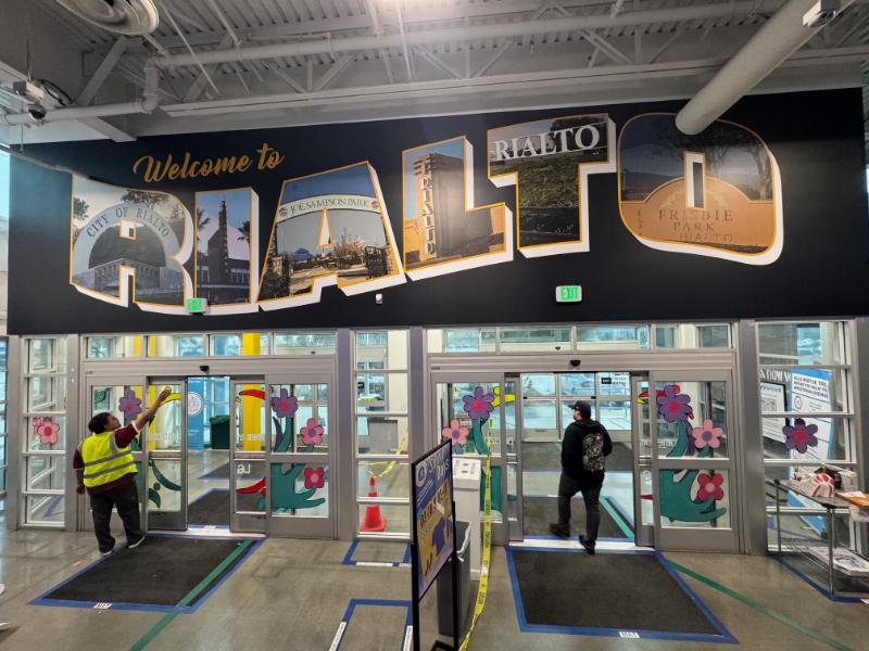 Iconic postcard wall wrap designs for businesses in rialto, ca