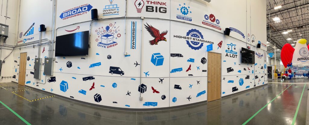 custom designed wall decals and lettering for warehouses in orange county, ca