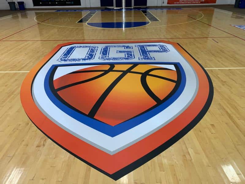 custom sports court floor decals in orange county, ca