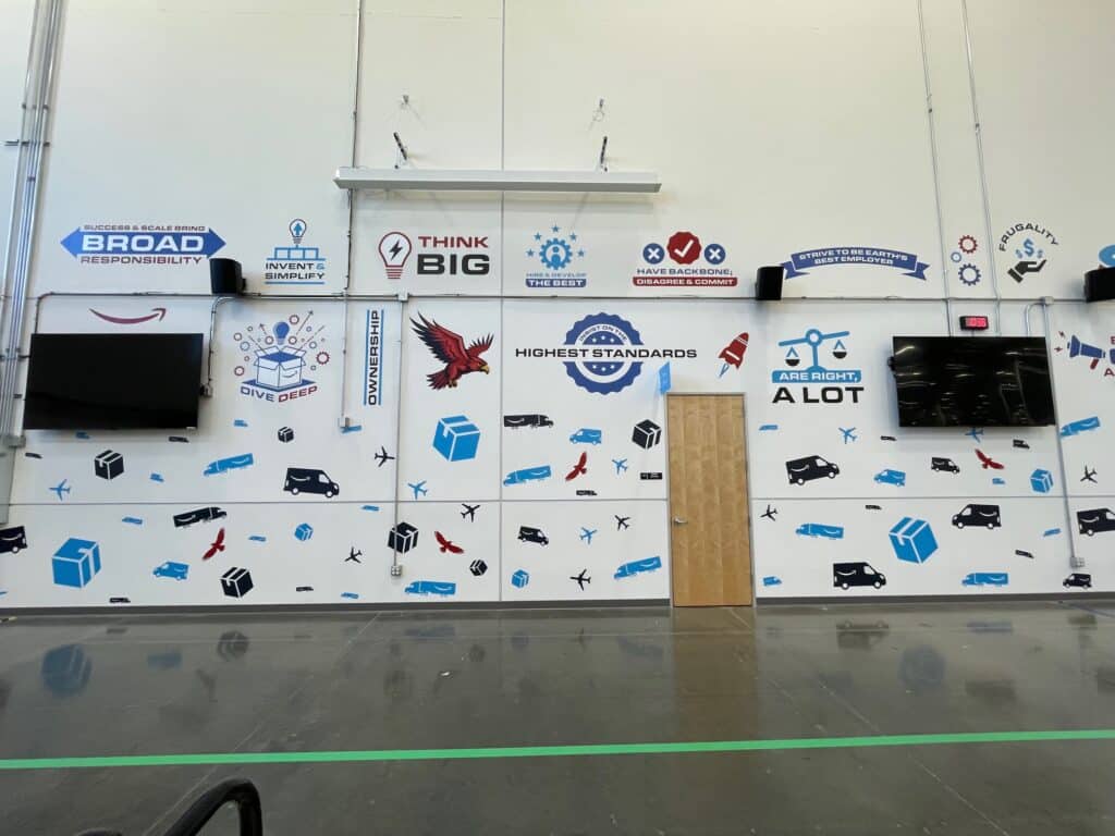 custom vinyl wall decals designed for distribution centers in orange county, ca