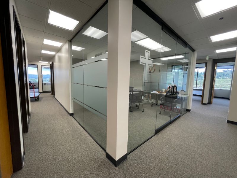 frosted glass stripes for office conference rooms in orange county, ca