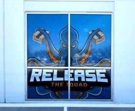 perforated window graphics for commercial buildings in corona, ca