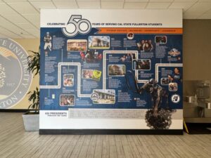 CSUF 50th Anniversary Timeline Wall Wrap in fullerton, ca