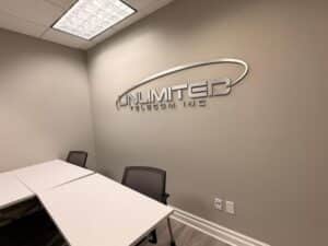 brushed metal lobby logo signs for conference rooms in irvine, ca