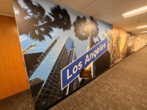 office hallway environmental wall wraps and graphics in los angeles, ca