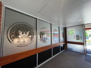 frosted glass graphics for Biola University in La mirada, CA