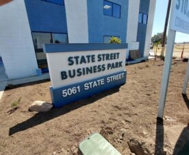 monument sign acrylic lettering in los angeles, ca
