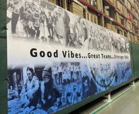 giant warehouse banners celebrate employee development in Riverside County, ca