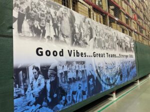 giant warehouse banners celebrate employee development in Riverside County, ca