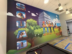Breakroom wall wraps for distribution centers in corona, ca