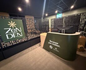 Desk wrap and 3D logo sign for Zen Den at CSUF in Fullerton, ca