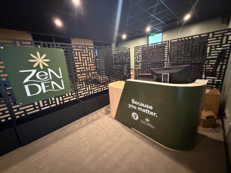 Desk wrap and 3D logo sign for Zen Den at CSUF in Fullerton, ca